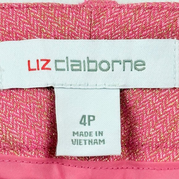 Liz Claiborne Womens Frozen Berry Metallic Contoured Waistband Trouser Sz 4P NWT - Picture 6 of 12